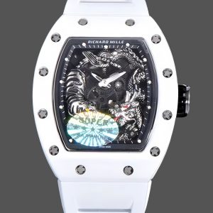 Richard Miller RM 057 NTPT Carbon Fiber White Rubber Strap