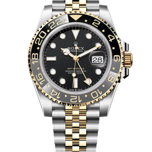 Rolex GMT Master ll Yellow Gold and Stainless Steel Black Dial Jubilee Bracelet Men's Watch M126713GRNR-0001