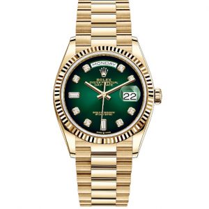Day-Date 36 Green Ombre Diamond Dial Yellow Gold President Automatic Watch 128238